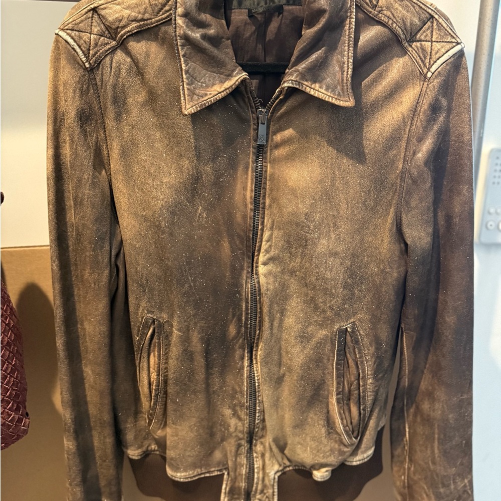 Alexander McQueen Vintage Brown Leather Bomber Jacket